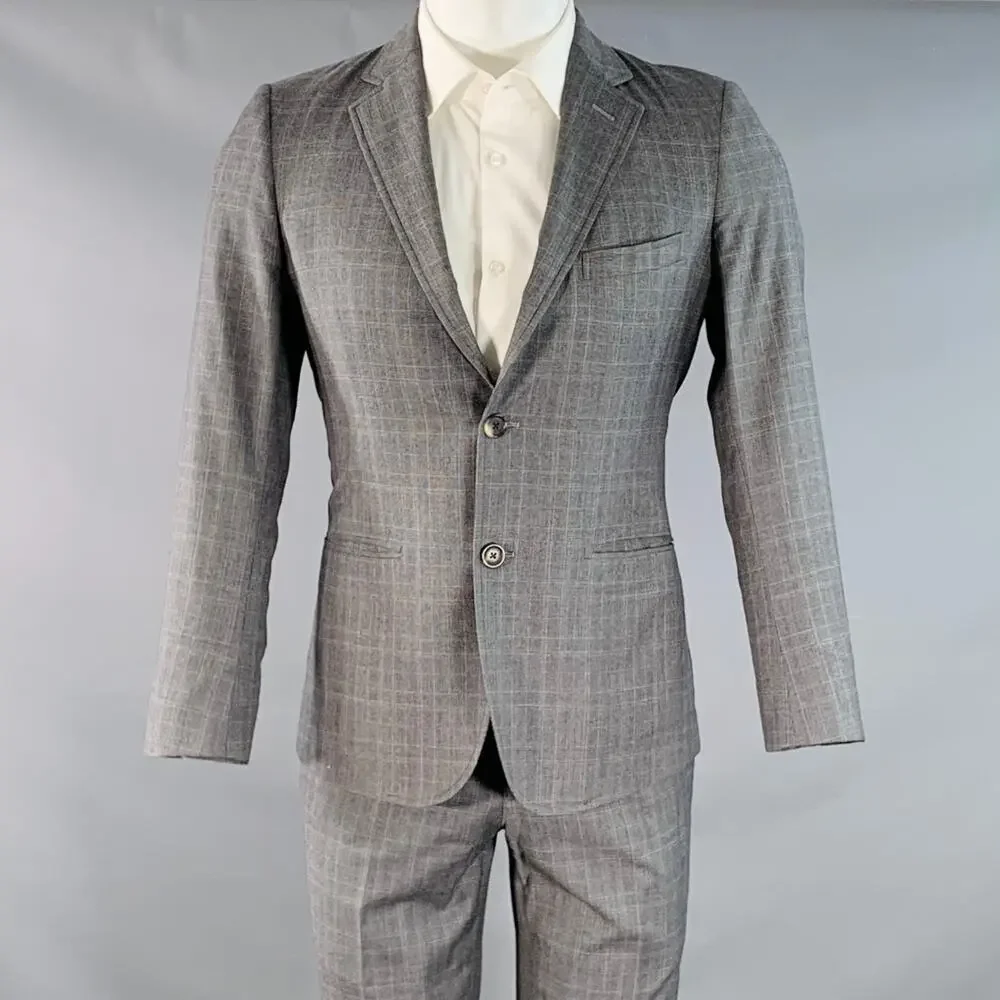 BAND OF OUTSIDERS Size 38 Regular Grey Glenplaid Wool Notch Lapel Suit